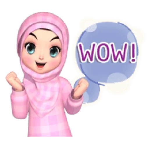 jovem, 3 d muçulmano, hijab fofo, muçulmano, cartoon hijab