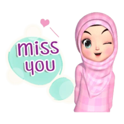 jovem, hijab fofo, hijab girl, hijab muçulmano, cartoon hijab
