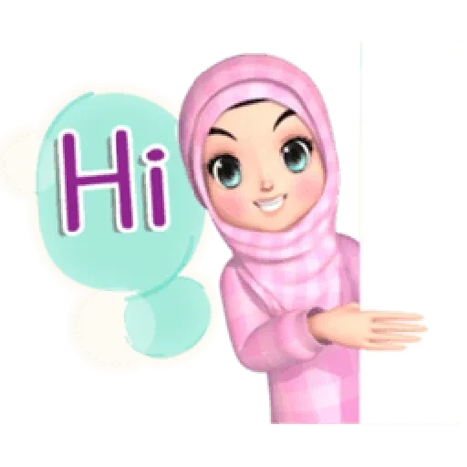 la ragazza, 3 d musulmani, hijab cute, muslim hijab, cartoon hijab