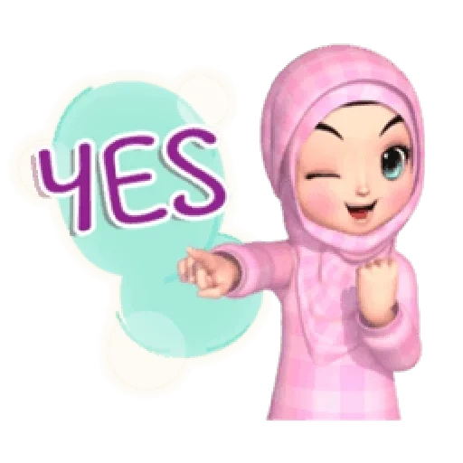 filles, hijab cute, 3 d musulmans, muslim hijab, hijab cartoon