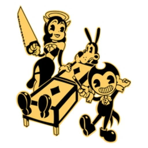 cartun bendy, máquina de tinta flexível, bendy e the ink machine boris, bendy ink car boris alice, jogo de pôsteres bendy ink car boris