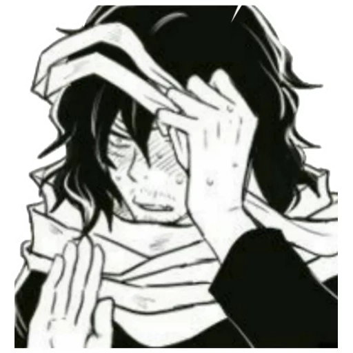 amor ze, ai ze shaotian, caricatura de aize, caricatura de aize, aizawa shota en blanco y negro