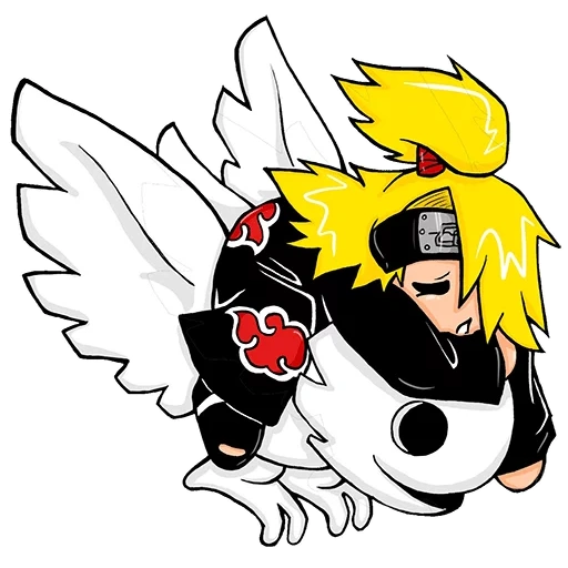 dédala, dédala chibi, dédalla chibi, chibi naruto dedara, dedara chibi noir et blanc