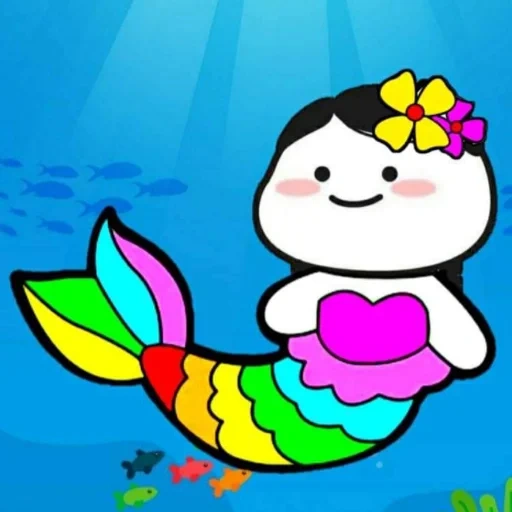 un giocattolo, hallow kitty mermaid, ciao gattino con un pennello, disegno della sirena per bambini, sirene da colorare di bambini di 5-6 anni