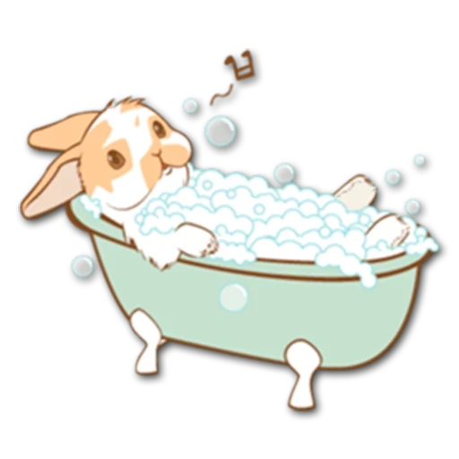 bañarse, baño de zorro, baño de vaca, dibujos animados de baño, ilustraciones de baño de cachorro