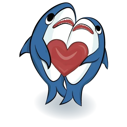 squalo, squalo, amore del delfino, cuore delfini, cuore delfino
