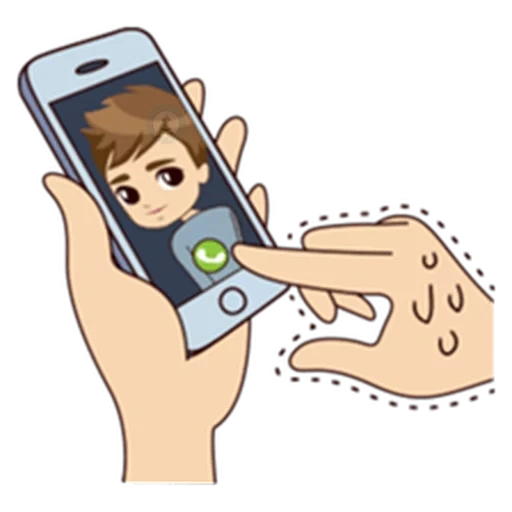 telephone, holds the phone, drawings of couples, the hand holds a smartphone, smartphone with the hands of the call icon