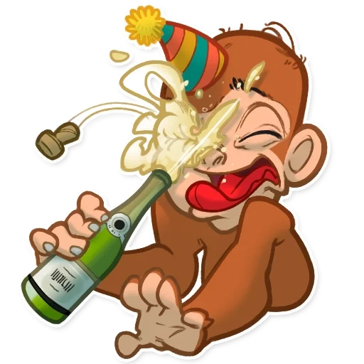 monkey, monkey, a funny naughty person, drunk monkey cartoon