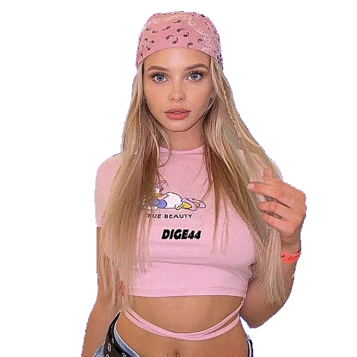 superiore, giovane donna, lauren gray, kendra sunderland è una figura, t shirt rosa abbreviata