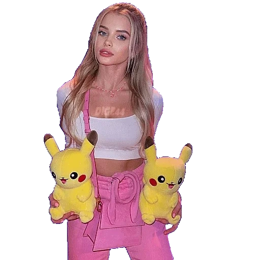 pikachu, young woman, stuffed toys, big girls, pikachu soft toy