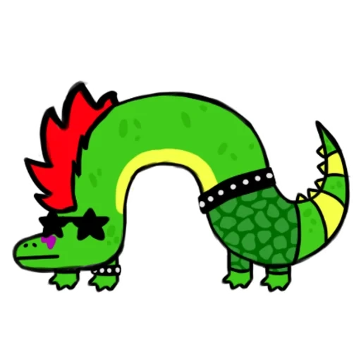 o chapéu da lagarta, dinossauro verde, a cauda do dinossauro está desenhando
