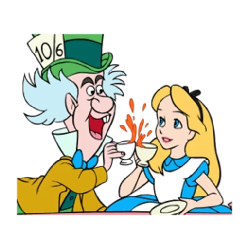 alice of wonders, walt disney alice bertanya tanya, alice bertanya tanya keajaiban disney hatter, alice bertanya tanya keajaiban pahlawan ilustrasi