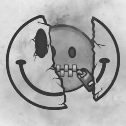 figure, icône de squelette, smiley black and white, jhonen vasquez comic, croquis de visage souriant
