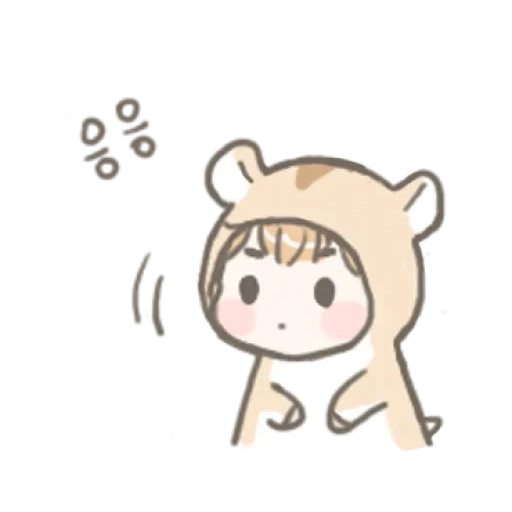 petite fille, figure, mafuteru, dessin de kawai, ours moka au lait