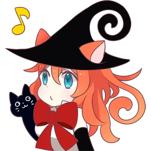 penyihir, witch ginger, magic cat remake, chuya nakahara chibi, anime witch halloween