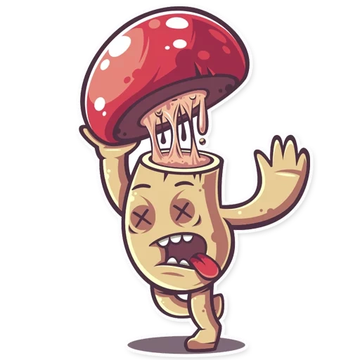 jamur, amanita, bakteri jahat, jamur yang lucu, kartun jamur