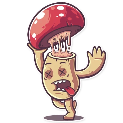 champignons, amanita spp, bactéries maléfiques, mignons champignons, dessins animés de champignons