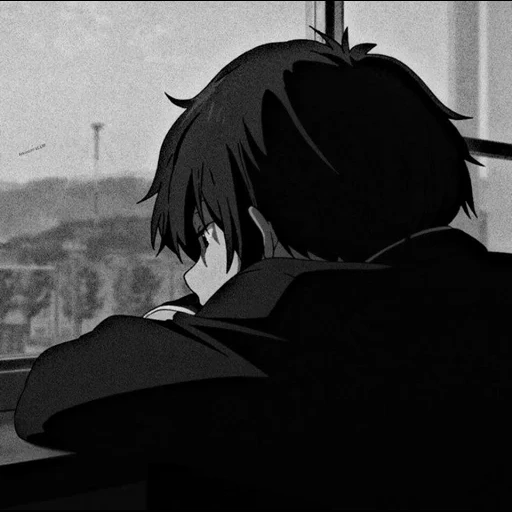 аниме, человек, рисунок, одиночество аниме, кадр аниме грустный парень