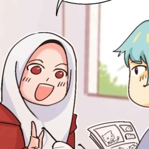 anime, muslim, junge frau, anime muslim, hijab cartoon