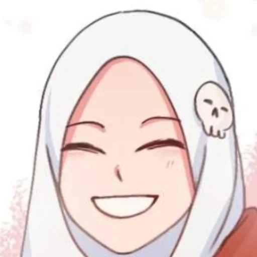 asian, anime, young woman, sakura hijab anime, muslim anime pink