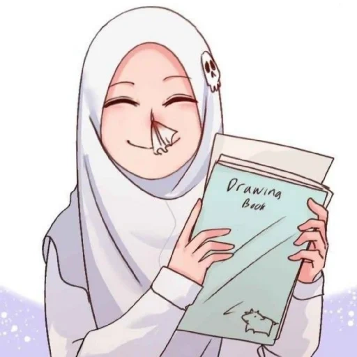 kartun, girl, hijabolic, hijab cartoon, cherry blossom hijab animation