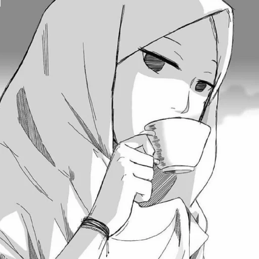 anime, imagen, hijabé de anime, máscara de anime de hijab, dibujos de chicas de anime