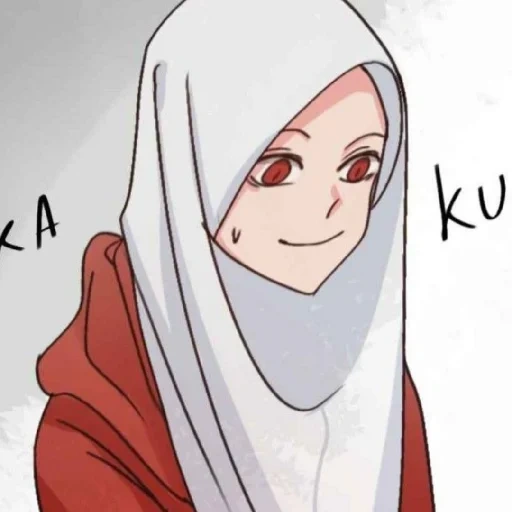 anime, girl, animation art, kavai's hijab, anime muslim