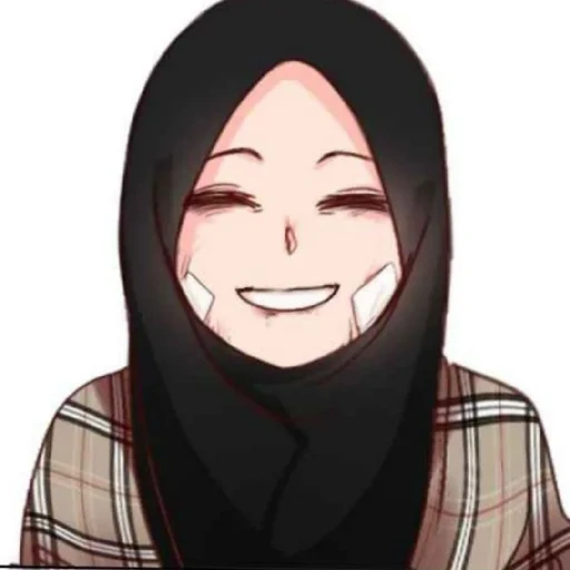 asiático, mujer joven, musulmán, hijabe de gato, abuela musulmana emoji
