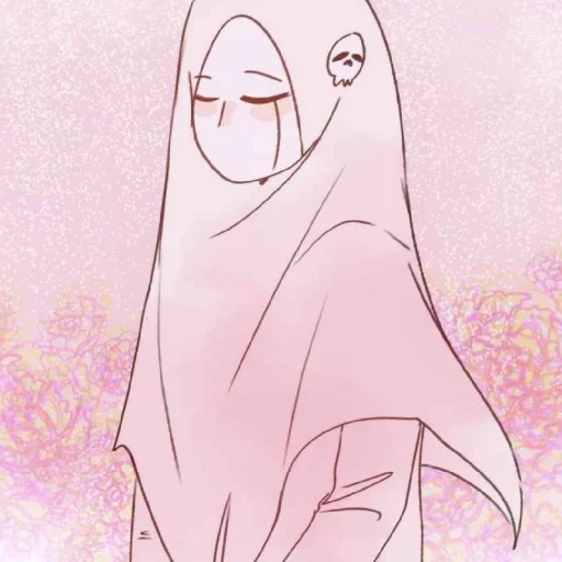 hijab, mujer joven, musulmán+zainab, dibujos animados de hijab, arte de hijab ojos cerrados