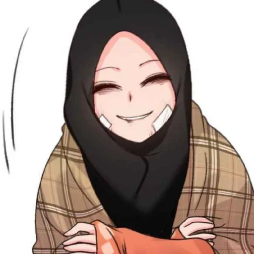 anime, gorjeo, imagen, musulmán, dibujos animados de hijab