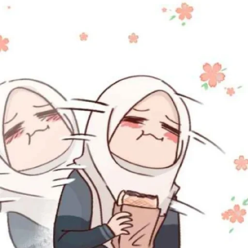 anime, animation, madloki arisan, cartoon characters, muslim girl