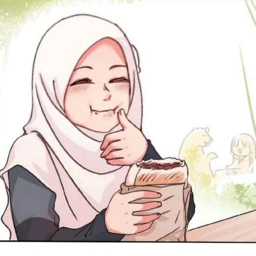 anime, girl, anime muslim, madloki arisan, cherry blossom hijab animation