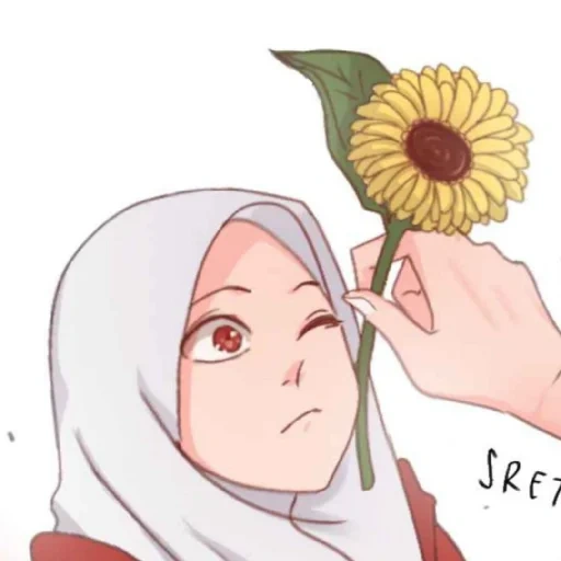 anime, the girl, die anime, sakura hijab anime, moving comic girl