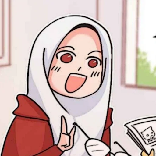 anime, muslim, la ragazza, anime muslim, cartoon hijab