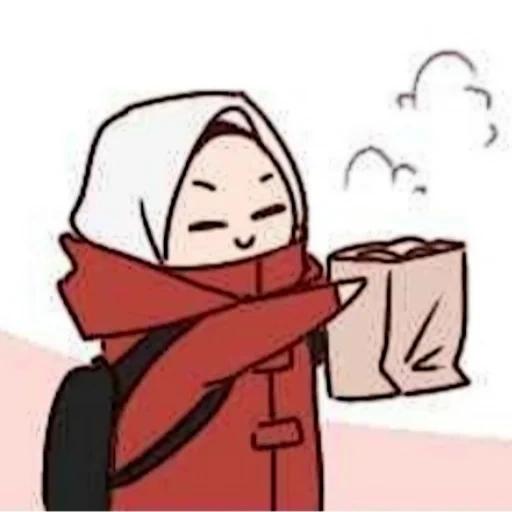 asiático, animación, hijab cartoon, animación de dibujos animados, chica de animación linda