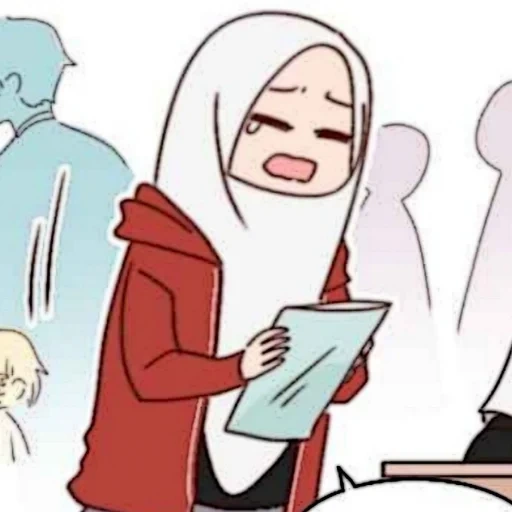 anime, girl, anime muslim, manhua characters, cherry blossom hijab animation