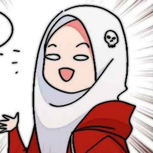 chica, hijab anime, anime muslim, hijab cartoon, animación de cabeza de cereza