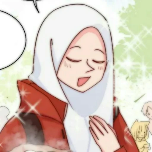 giovane donna, anime musulmano, madloki arisan, sakura hijab anime, cartoon hijabi hent4i
