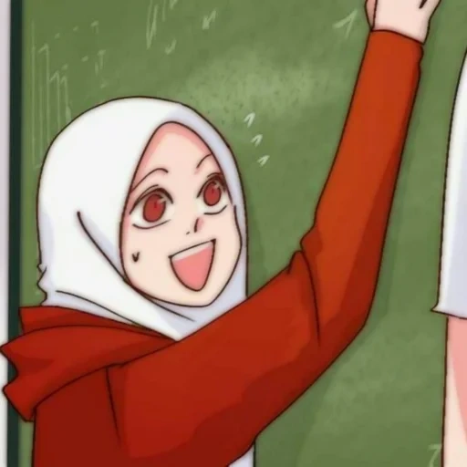 anime, filles, anime muslim, anime de dessin animé, madloki arisan