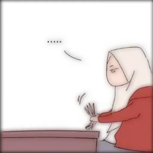 chica, lindo anime, animación de tapa, patrón musulmán, pintura musulmana
