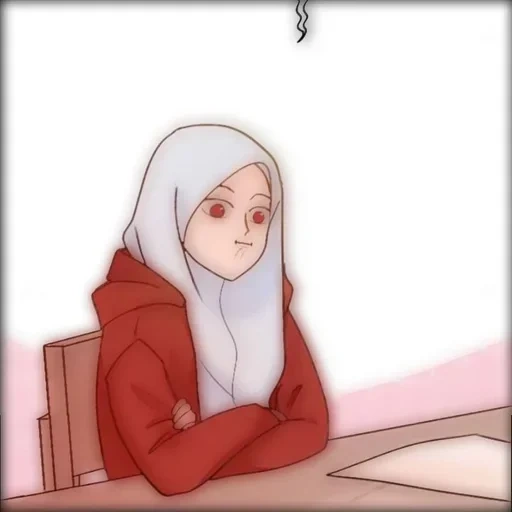 la ragazza, hijab kawai, anime hijab, anime girl, pittura anime girl