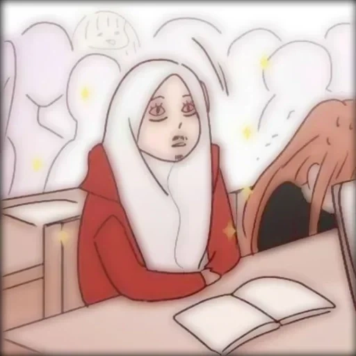 jovem, anime hijab, menina anime, personagens de anime, garota muçulmana