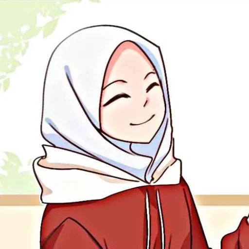 anime, junge frau, hijab anime, hijab cartoon, mädchen muslim