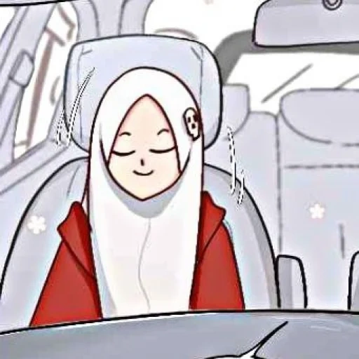 asiatiques, anime, anime de tête d'hijab, anime drôle, personnages d'anime