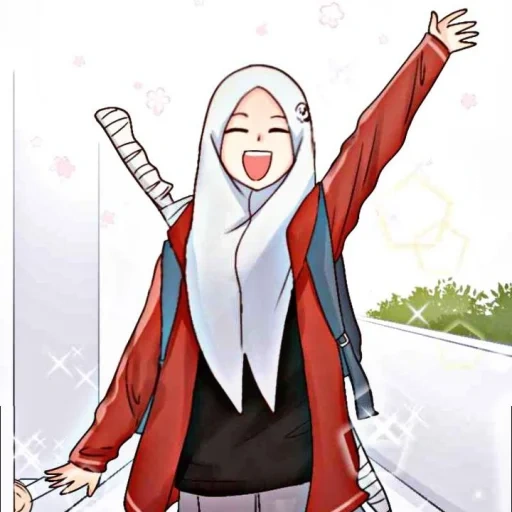 anime, arte de anime, cartoon hijab, arte de anime é adorável, a teia mundial