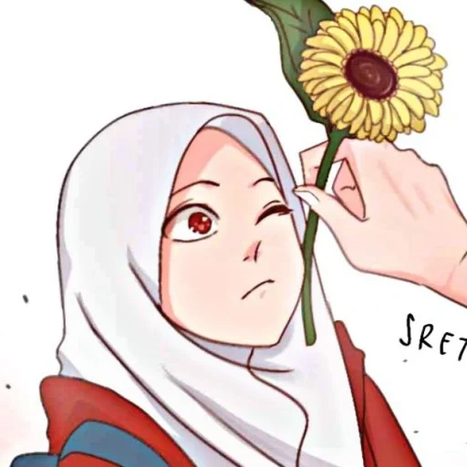 filles, anime anime, anime de tête d'hijab, images animées, fille de bande dessinée en mouvement