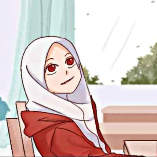 anime, junge frau, hijab anime, anime mädchen
