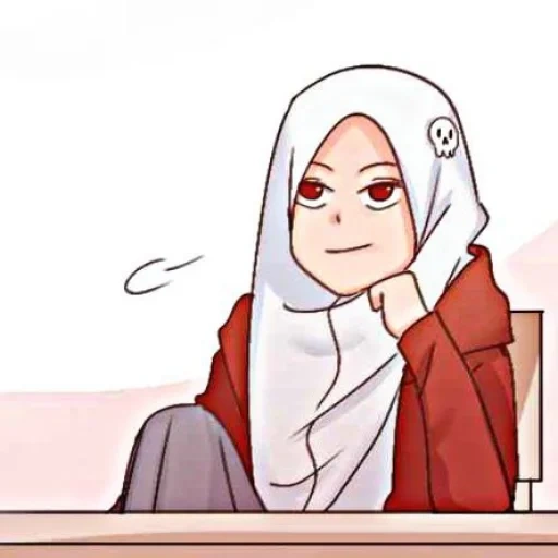 anime, filles, anime mignon, anime de tête d'hijab, anime girl