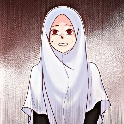 young woman, anime art, anime hijab, kawaii hijab, dark anime girl