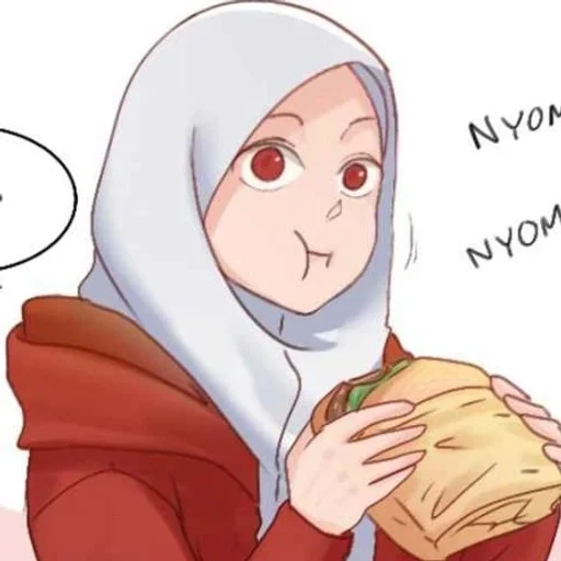 young woman, kawaii hijab, madloki arisan, mobile version, anime 2019 hijab